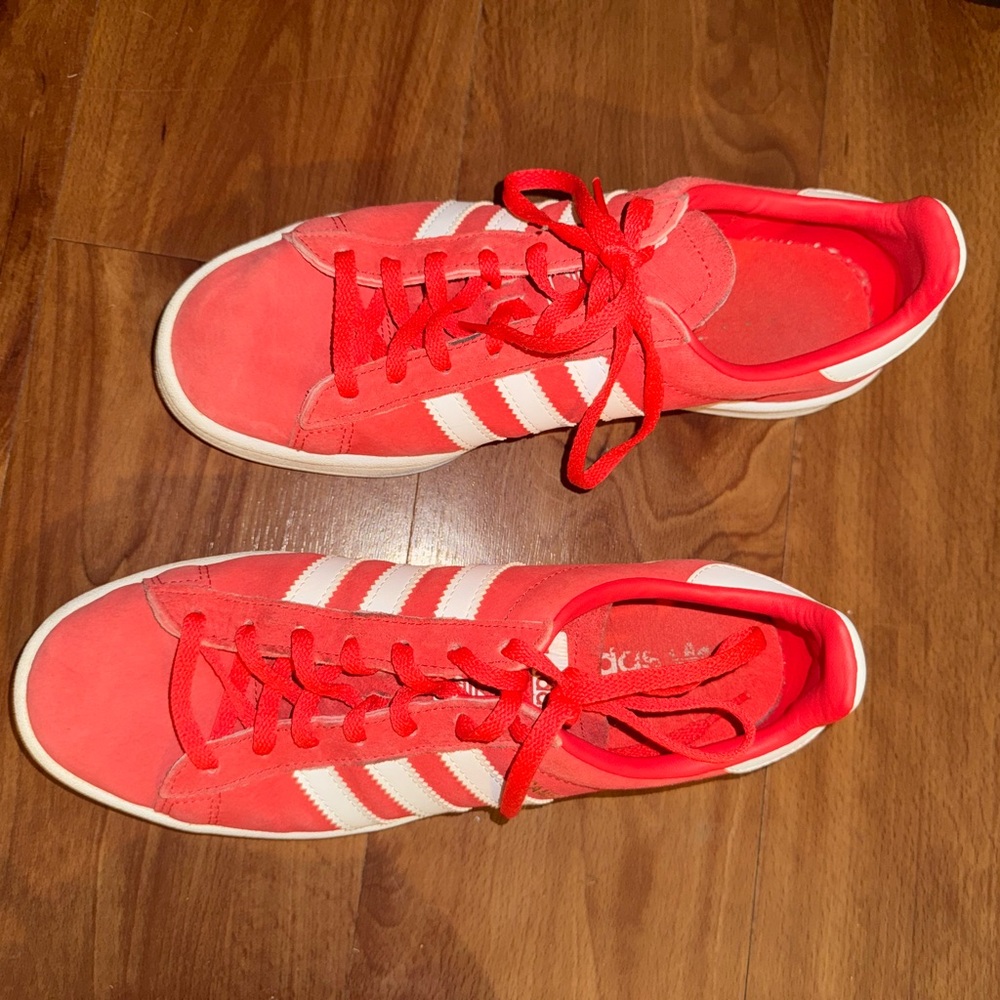 Adidas Women's Coral and White Sneakers